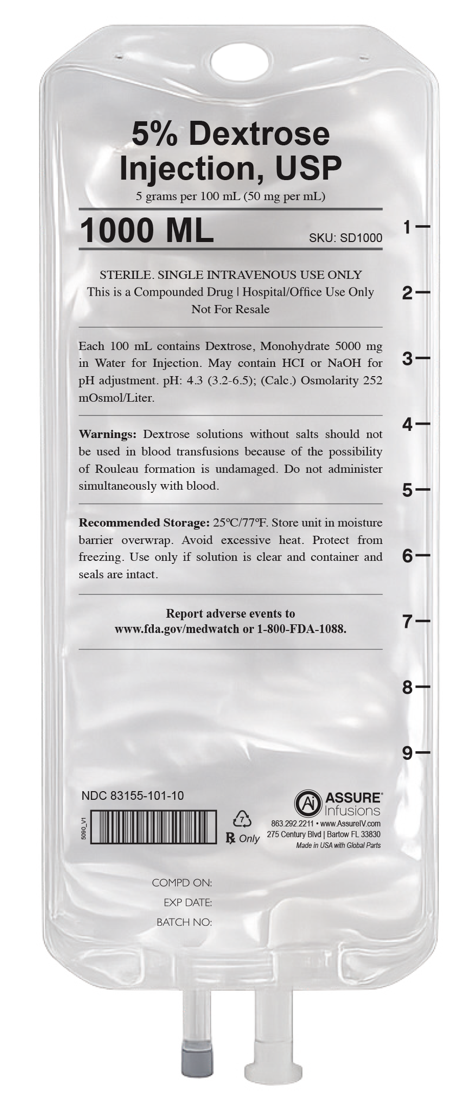 150 mEq Sodium Bicarbonate in 5% Dextrose Injection 1000 mL Image